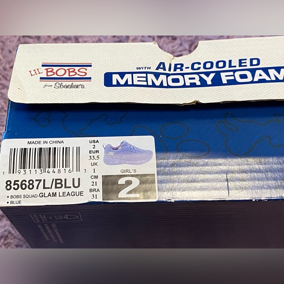 Sketchers Lil Bobs w/ air cooled memory foam size 2 w/ original box - Picture 1 of 14